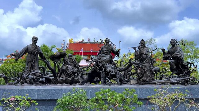 Thailand, July 7, 2025: Viharn Sien (Anek Kusala Sala) is a temple-museum in the southern suburbs of Pattaya, in the style of a royal Chinese temple. Terracotta Army. Museum and Shrine. 4K