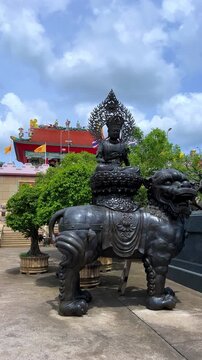 Thailand, July 7, 2025: Viharn Sien (Anek Kusala Sala) is a temple-museum in the southern suburbs of Pattaya, in the style of a royal Chinese temple. Terracotta Army. Museum and Shrine. 4K