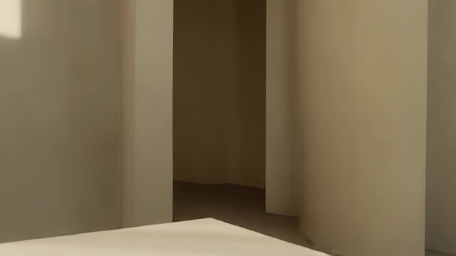Empty room showcasing two light colored cubes under soft window light, creating a clean backdrop for product display or abstract presentation in a modern interior