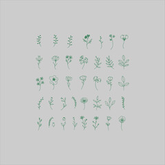 vector alphabet with green leaves