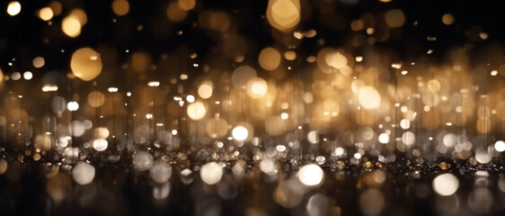 Golden Bokeh Lights and Sparkling Orbs Create a Warm Abstract Night Scene for Visual Marketing