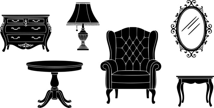 Classic Armchair and Table Lamp Home Decor Vector Illustration