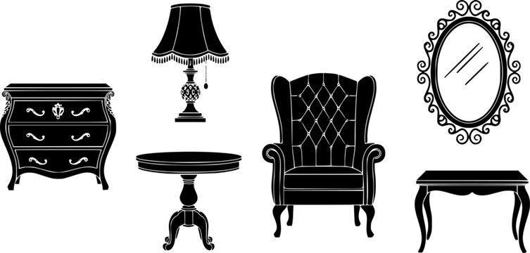Classic Armchair and Table Lamp Home Decor Vector Illustration