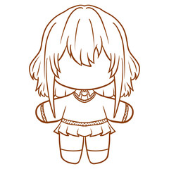 Obraz premium Chibi Girl Character Line Art Template in School Uniform 4
