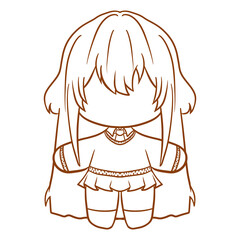 Obraz premium Chibi Girl Character Line Art Template in School Uniform 3