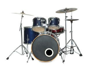 Drum kit isolated on white. Musical instruments