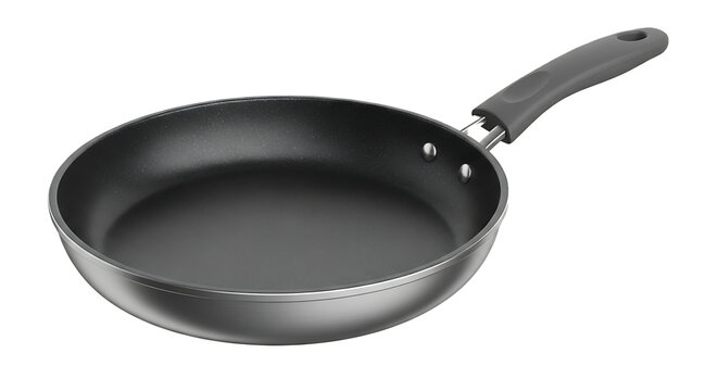 A sleek and modern frying pan on a black background