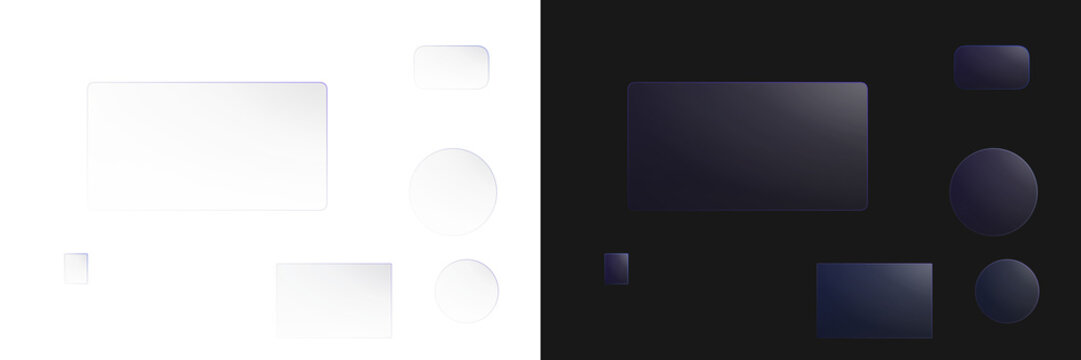 Futuristic neon glass banner frame shapes set for website hero section