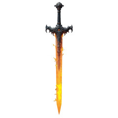 Obraz premium Flaming sword with intricate design and fiery blade