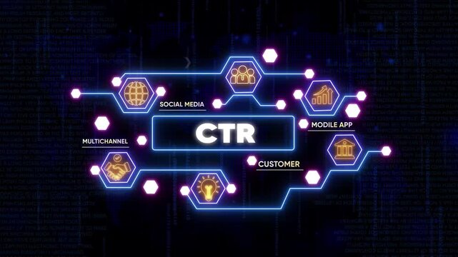 Click Through Rate C T R Concept with Neon and Connections conversion rate marketing digital marketing