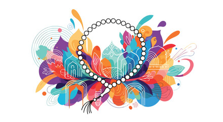 Obraz premium Islamic Ramadan Prayer Beads and Decorative Ornate Background