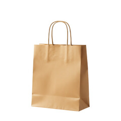 Simple brown paper bag with handles isolated on transparent background