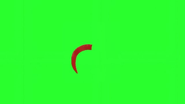 Hand-drawn red arrow animation pointing up and growing on a green screen background