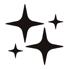 Obraz premium Group of four black stars on a white background, simple design