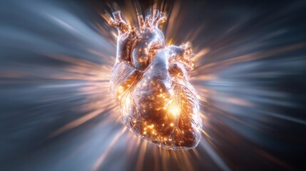 Heart as a Life Engine With Energy Lines Radiating Outward for Premium Healthcare Advertising Purposes