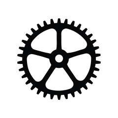 Black gear with five spokes on a white background technical drawing