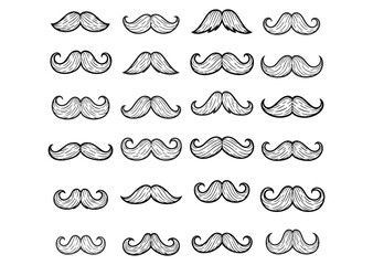 Obraz premium Collection of various mustache illustrations in different styles and shapes