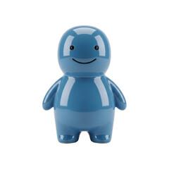 Cute blue character figurine smiling