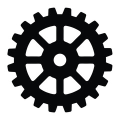 Obraz premium Black gear on white background, machinery and engineering component illustration
