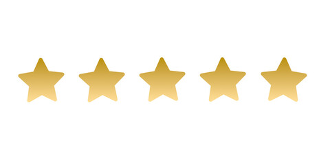 Obraz premium golden five star rating rate concept transparent background png