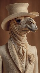 Obraz premium Elegant Llama in Victorian Attire: A Unique Blend of Nature and Fashion