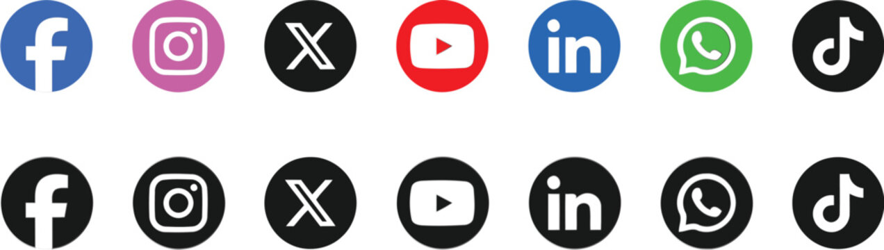 Social Media Icon Set &ndash; Colored & Monochrome Variants for Editorial Use (2026)