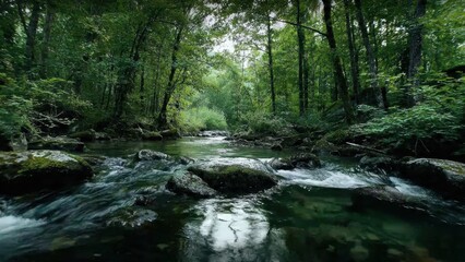 Obraz premium Forest river with rocks