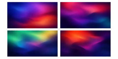 Fototapeta premium Set of abstract colorful backgrounds featuring vector wave patterns and bright line art illustrations for web banner headers and decorative card templates
