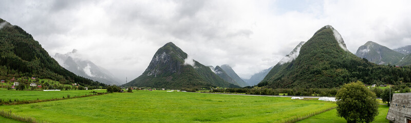 Scenic wild fjord landscape in teh Jostedalsbreen National Park