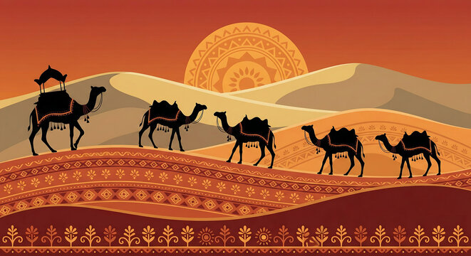 Jaisalmer Desert Festival Camel Vector Illustration