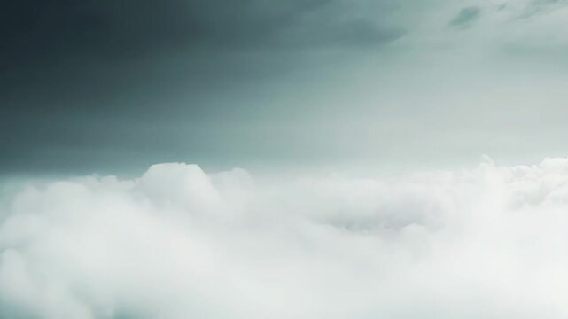 White clouds extend across the horizon, creating a soft, ethereal landscape with a darker, brooding sky above, symbolizing peace, tranquility, and expansive freedom