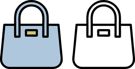 Light Blue Fashion Handbag Purse Flat and Outline Icon
