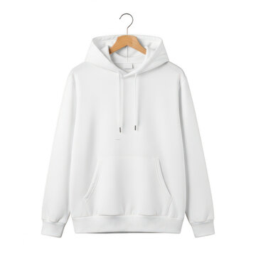 White hoodie on hanger isolated on transparent background