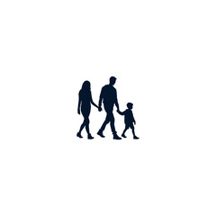 Obraz premium Family silhouette logo icon flat vector design