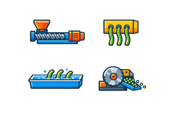 Various industrial machines for processing and operating in a production environment