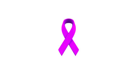 Purple ribbon awareness symbol isolated on transparent background representing support hope and solidarity for causes like cancer Alzheimer and domestic violence