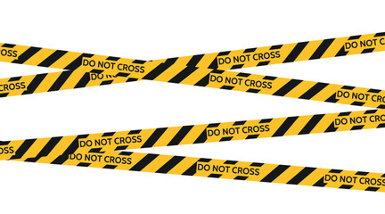 Safety Caution tapes. Yellow warning tapes. Abstract stripes for police, traffic accidents, and construction sites. Danger tape.
