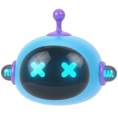 Shocked Chatbot 3d render icon in cartoon plastic style minimal isolated on transparent white background	
