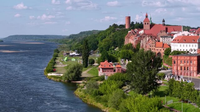 Beautiful architecture of Grudziadz with granaries at Wisla river, Poland