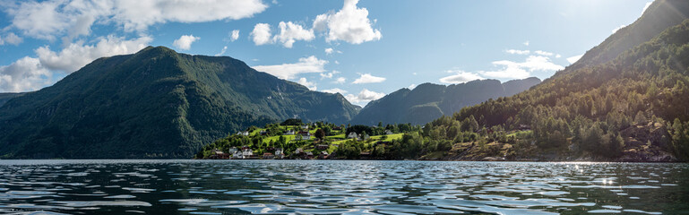 Panoramic view of the idyllic landscape of Arnafjord