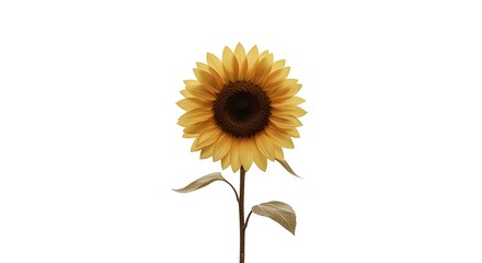 Single Sunflower on Transparent Background