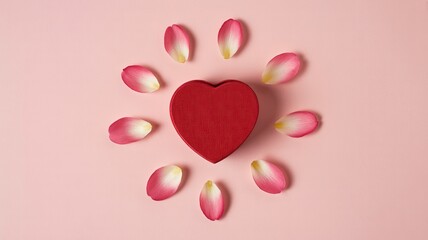 Obraz premium Heart surrounded by pink petals