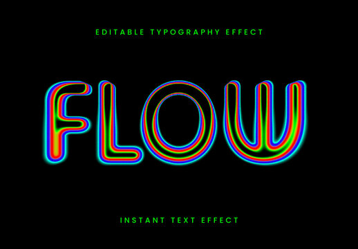 Colorful Glow Trip Psychedelic Flow Text Effect Vibrant Electric Spectrum Font