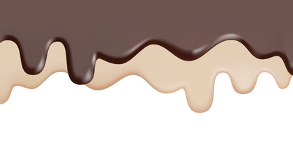 Chocolate drip background with creamy melting layers, sweet dessert topping and liquid flow design