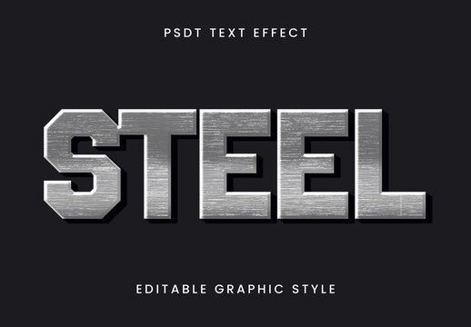 Silver Brushed Steel Text Effect Chrome Metallic Strong Font