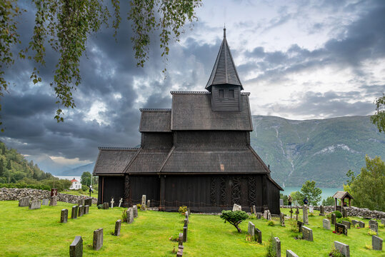 Famous nordic stave church in Urnes, world heritage site