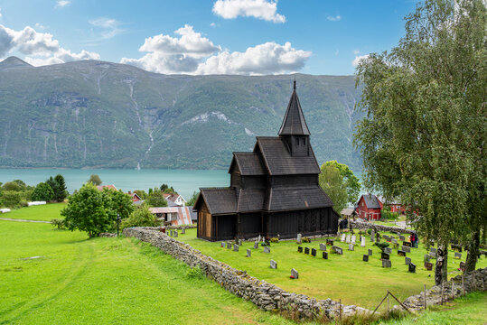 Famous nordic stave church in Urnes, world heritage site