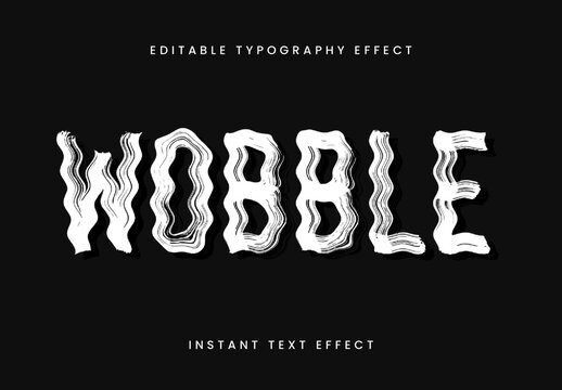 White and Black Hand Drawn Wave Distortion Text Effect Stroke Wave Font