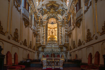 Rio de Janeiro, State of Rio de Janeiro, Brazil - November 29, 2025: view of the main altar of The...