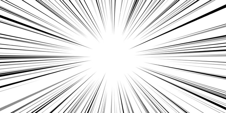 Comic line cartoon and speed effect manga with radial graphic action. Motion grunge element and burst anime art with force book sketch. Frame comic light and white speed power with acting.